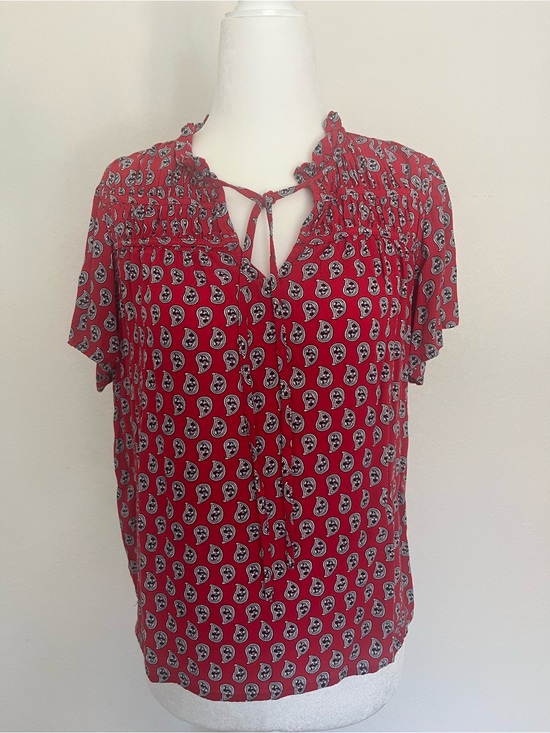 LOFT Tops - ❤️ LOFT Red Printed Tie-Front Blouse | Size XS